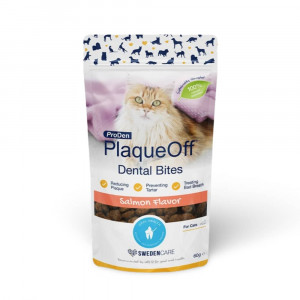 PLAQUEOFF CAT DENTAL BITES SALMON papildbarība kaķiem 60g